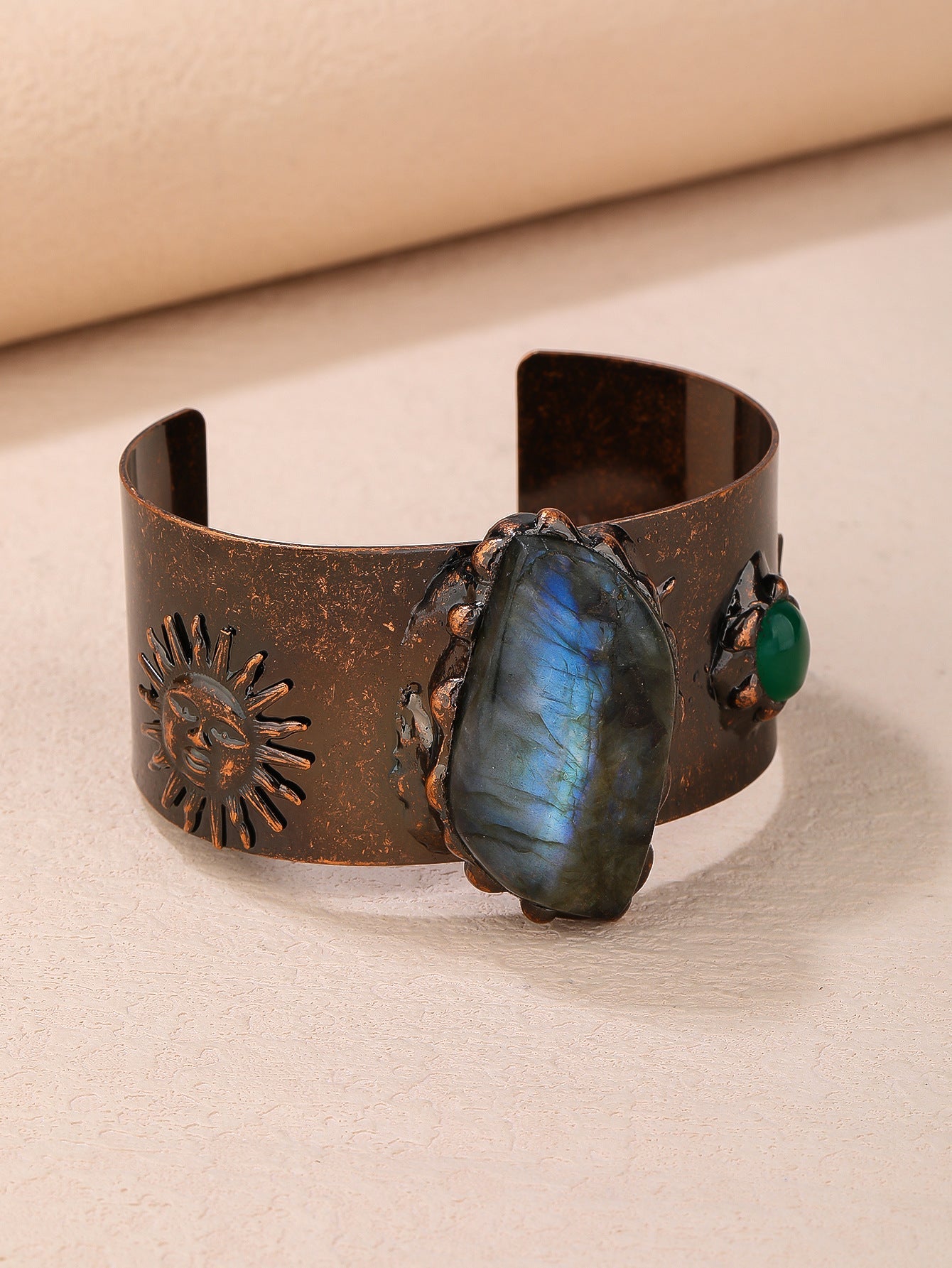 Sparkling Stone Antique Copper Bracelet