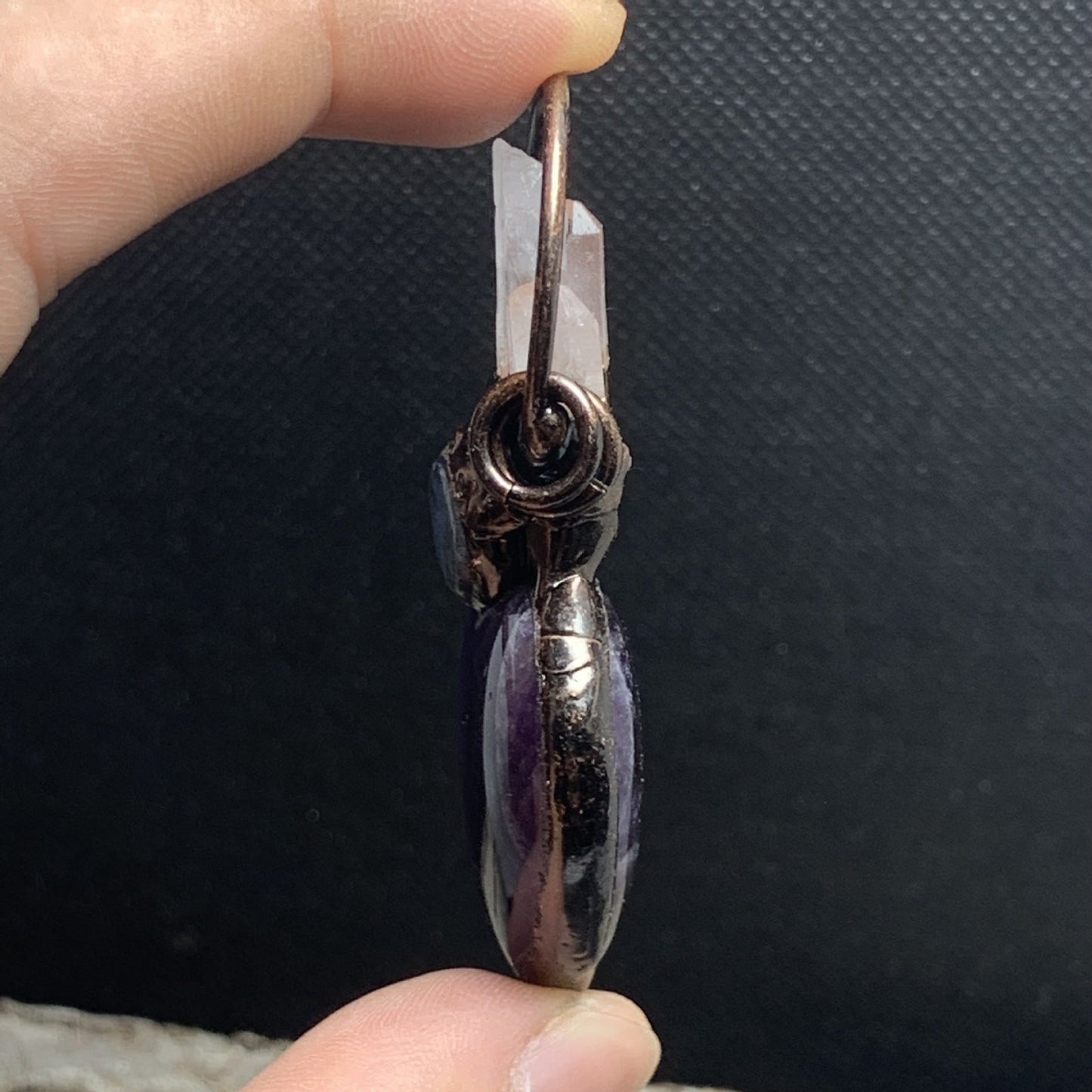 Amethyst Heart & Crystal Circle Pendant