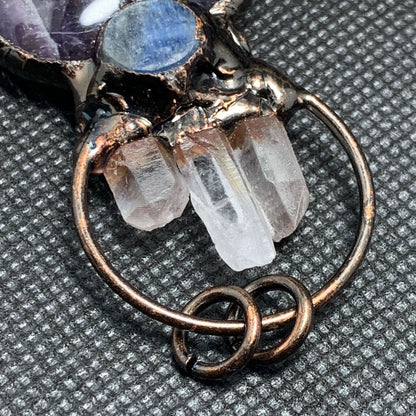 Amethyst Heart & Crystal Circle Pendant